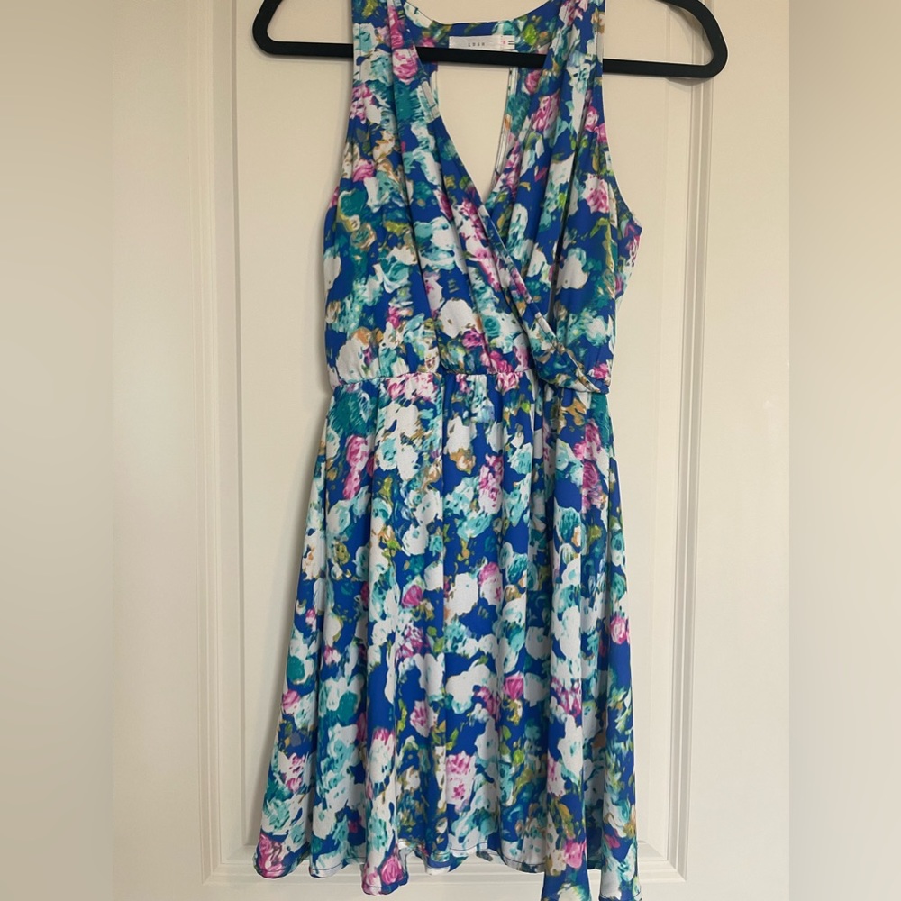 Lush Blue Floral Dress, size Medium